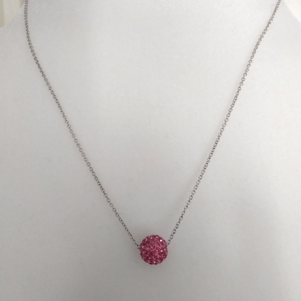 Silver Luxuries genuine crystal pink necklace